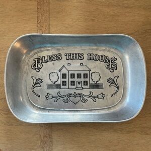 Vintage 1980s Wilton Armetale “Bless This House” Metal Bread Tray